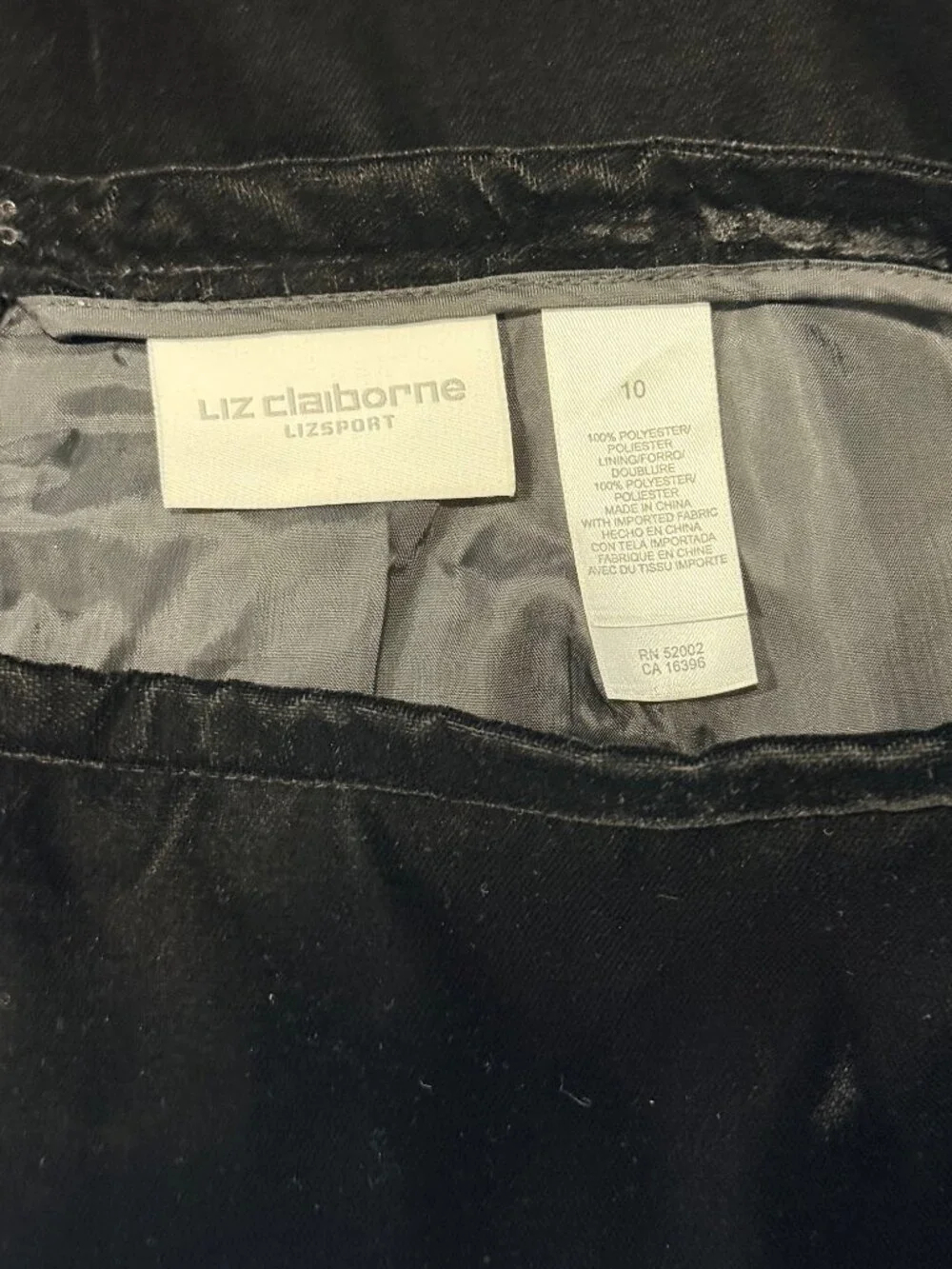 Liz Claiborne Black Velvet Long Dressy Skirt w/ Back Slit